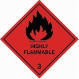 Highly Flammable 3 100x100mm Vinyl Label 
