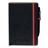 Bonus A5 Note Book and Pen Red Page Edge and Elastic