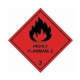 Highly Flammable 3 Labels 100x100mm Vinyl 