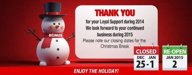 Christmas and New Year opening Times