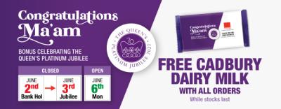 Queen's Jubilee Weekend Closing & Free Gift